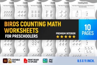 Lembaran Kerja Matematik Prasekolah Mengira Burung (Counting Birds)