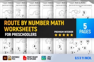Lembaran Kerja Matematik Prasekolah Laluan Mengikut Nombor (Route by Number)
